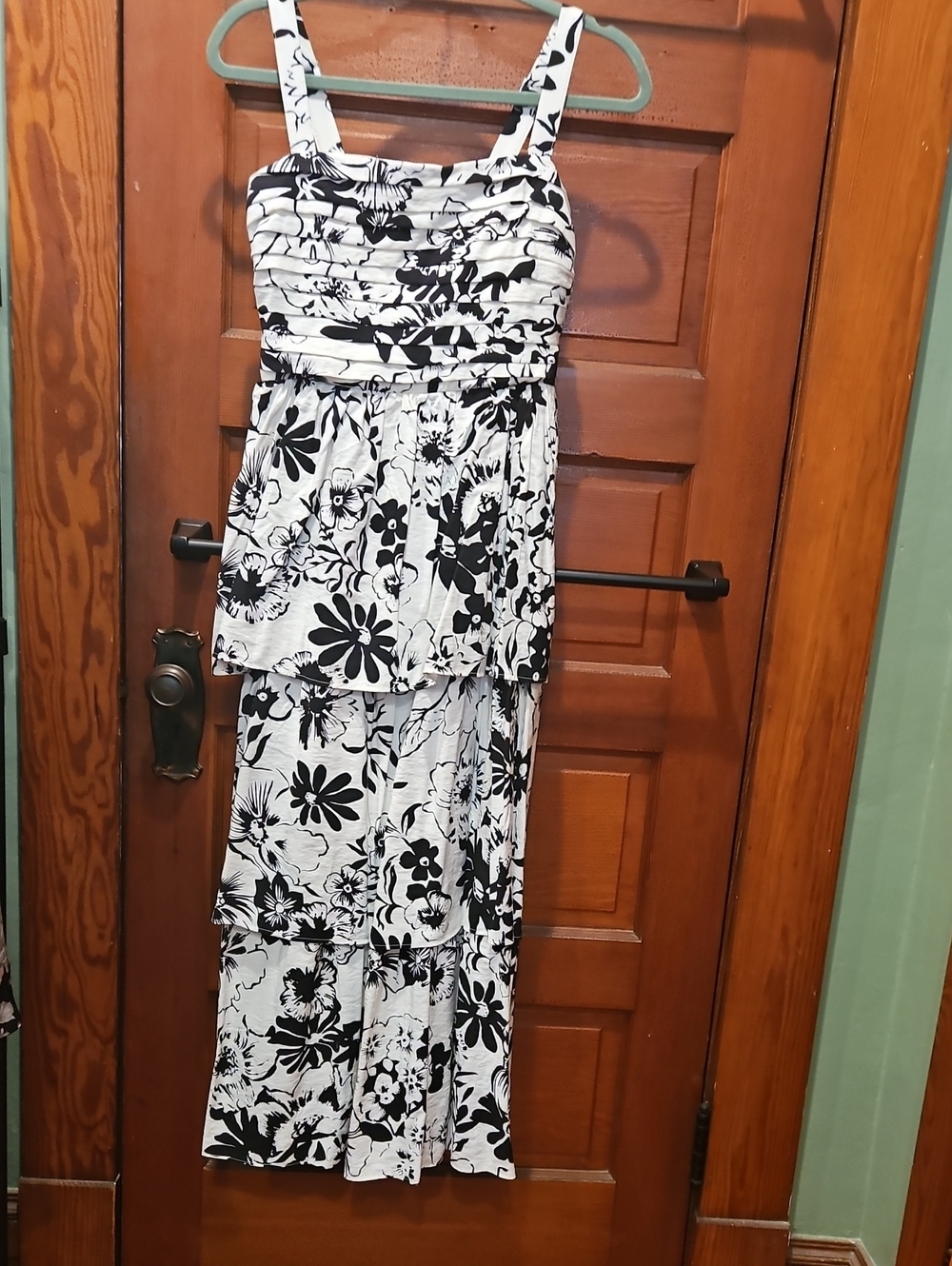 Abercrombie & Fitch Black and White Floral Tiered Maxi